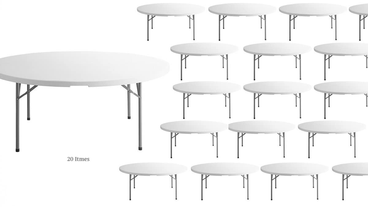 White 72 Inch Round Plastic Folding Table O442
