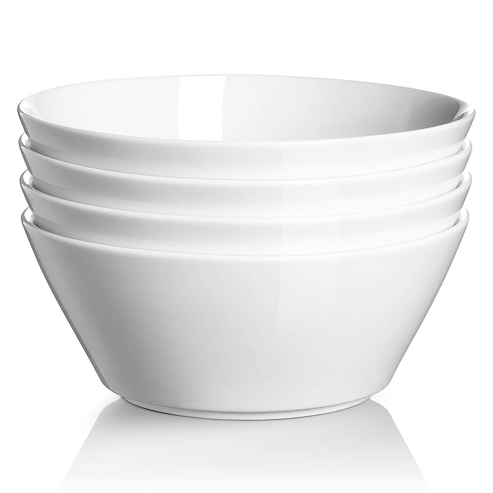 White Ceramic Soup Bowls Set of 4 M901