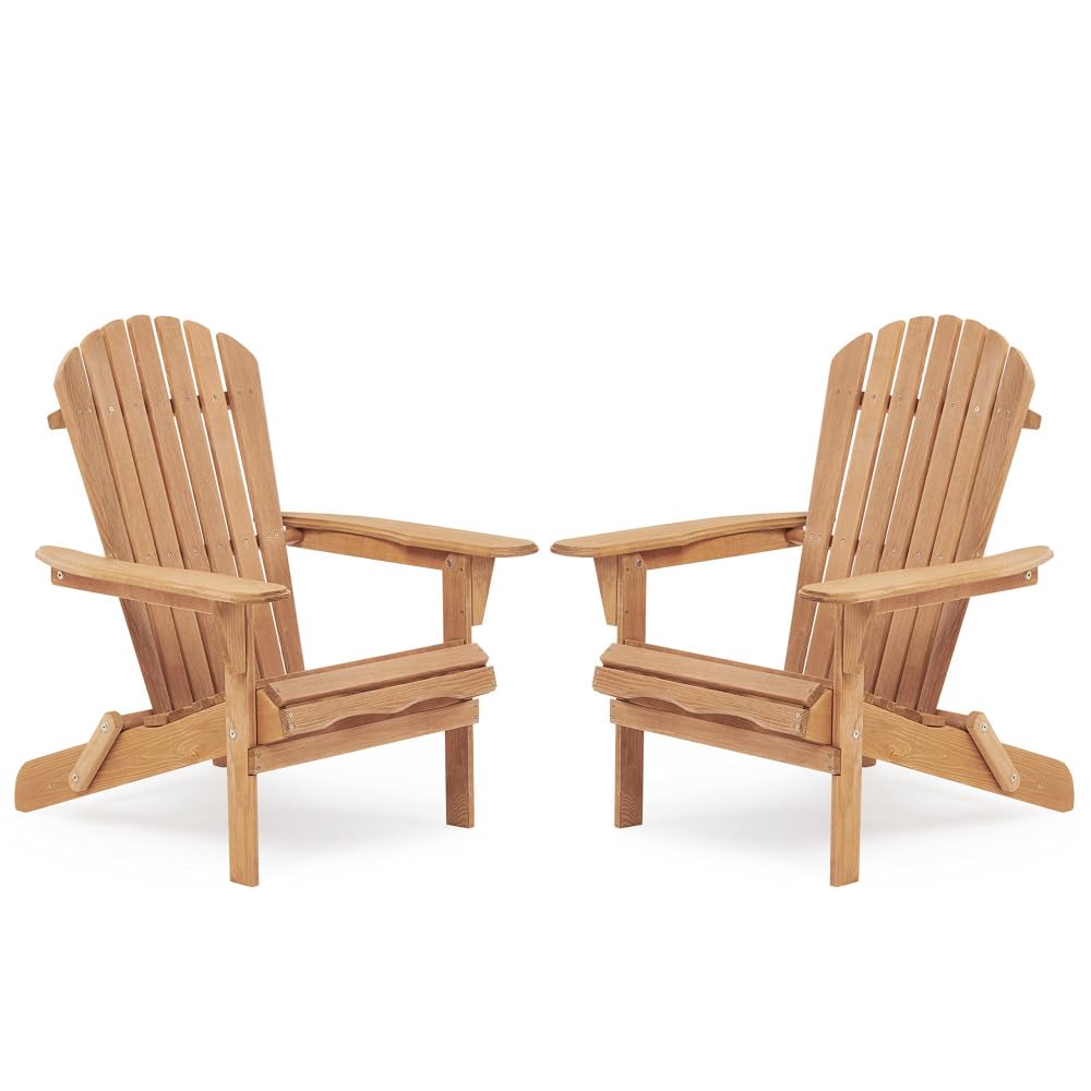 Solid Cedar Wood Folding Adirondack Chair Set of 2 L572