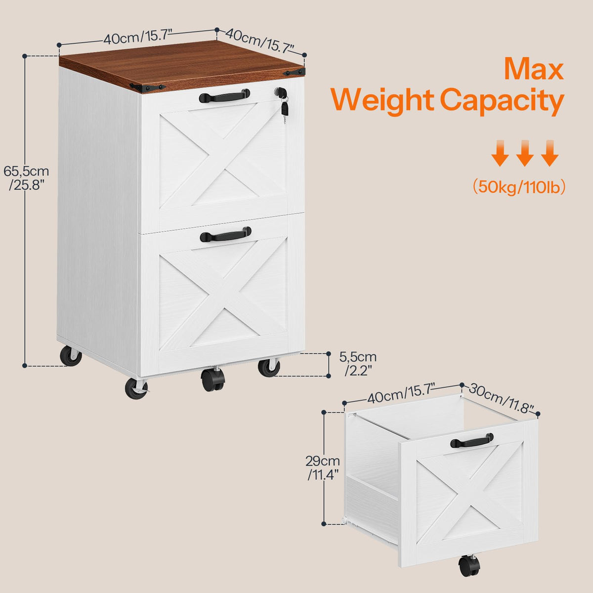 2 Drawer Locking Wood File Cabinet U74327
