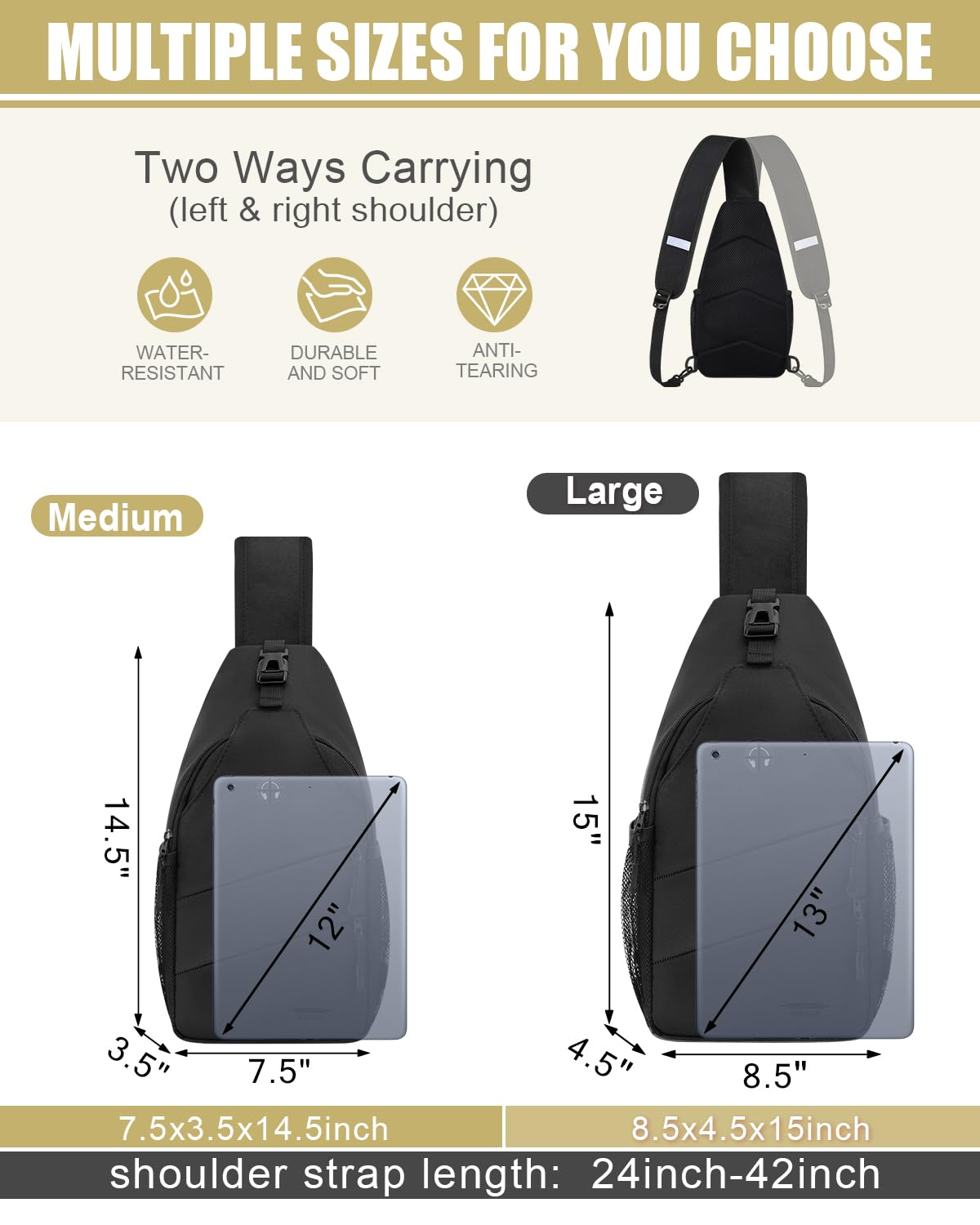 Crossbody Sling Bag with Convertible Shoulder Strap E386693