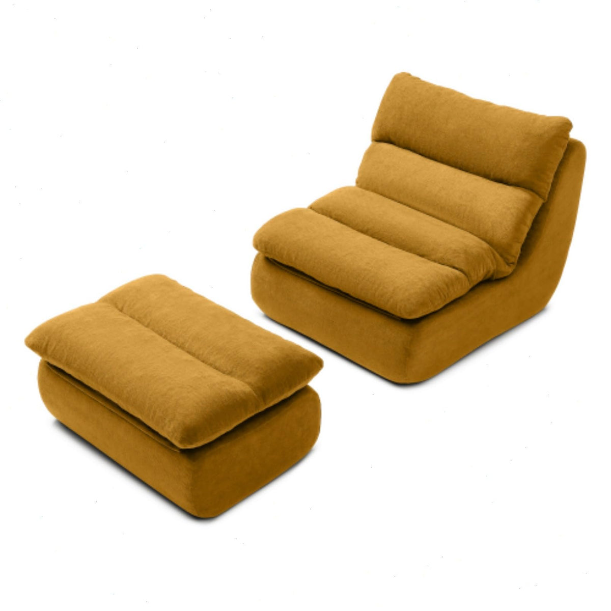 Yellow Memory Foam Bean Bag Chair with Ottoman O8758