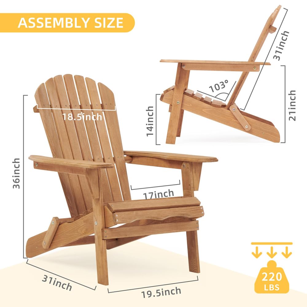 Solid Cedar Wood Folding Adirondack Chair Set of 2 L572