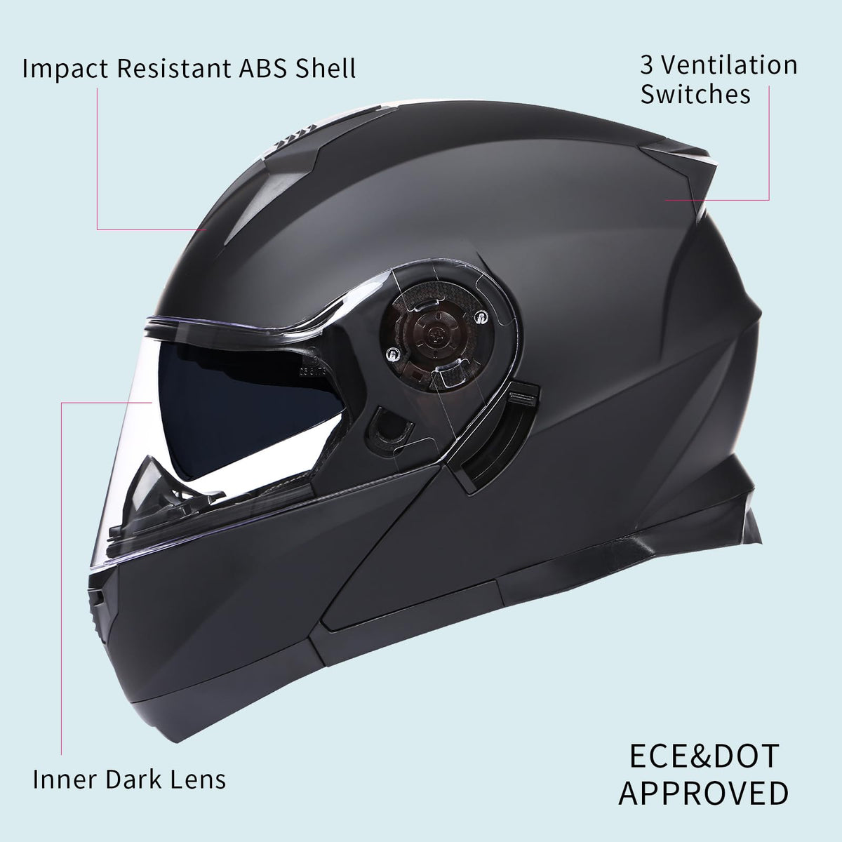 Modular Motorcycle Helmet Flip Up Anti-Fog Lens A121