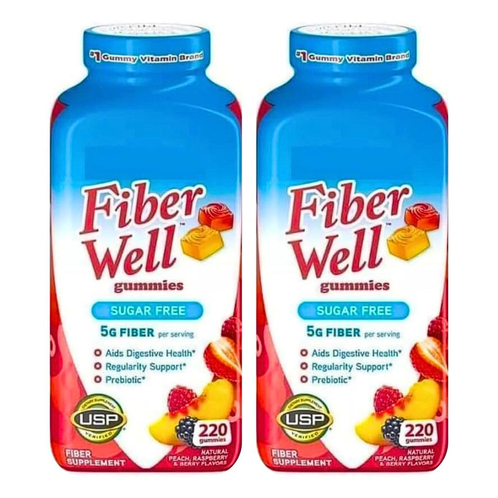 Sugar Free Peach Raspberry BlackBerry Fiber Gummies 220 Count 2 Pack V12397