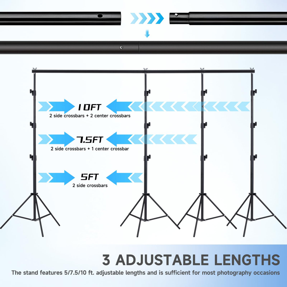 8x10ft Adjustable Backdrop Stand Kit with Carrying Case K7543