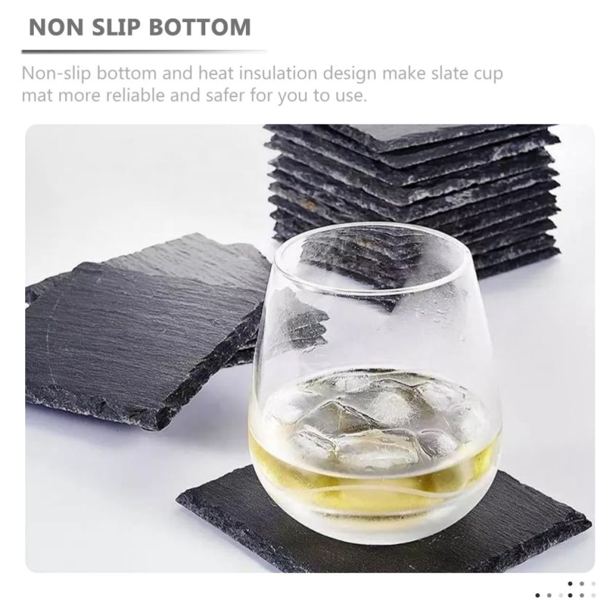 12pcs Natural Stone Coasters with Non Slip Bottom E193