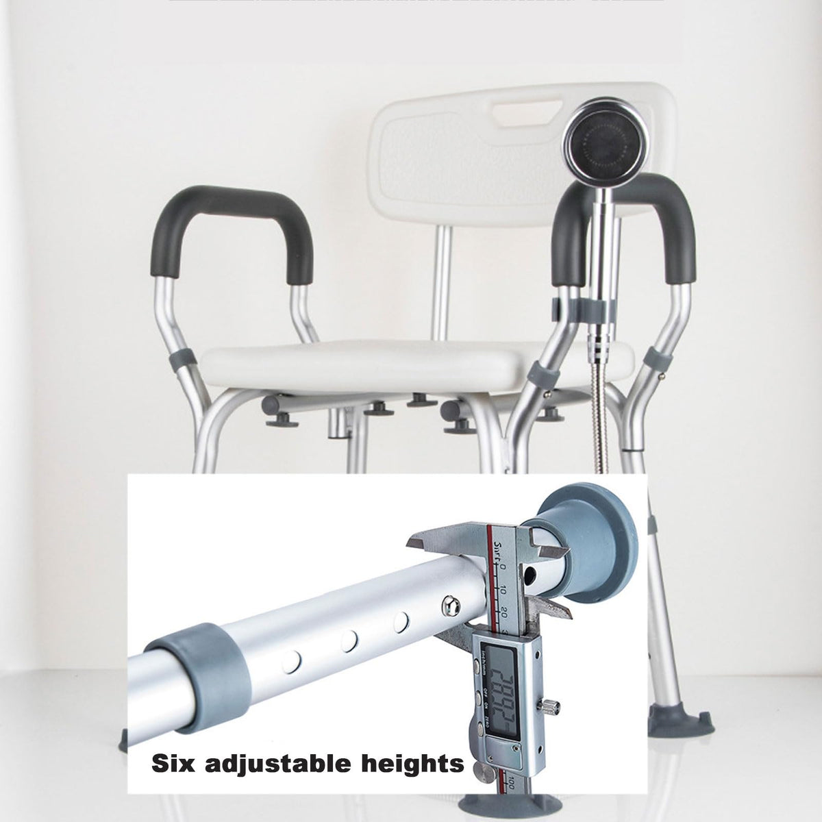 Heavy Duty Shower Chair with Arms Back Padded Adjustable Non-Slip Z593