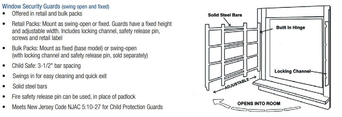 White 3-Bars Adjustable Width Window Safety Guard N94122