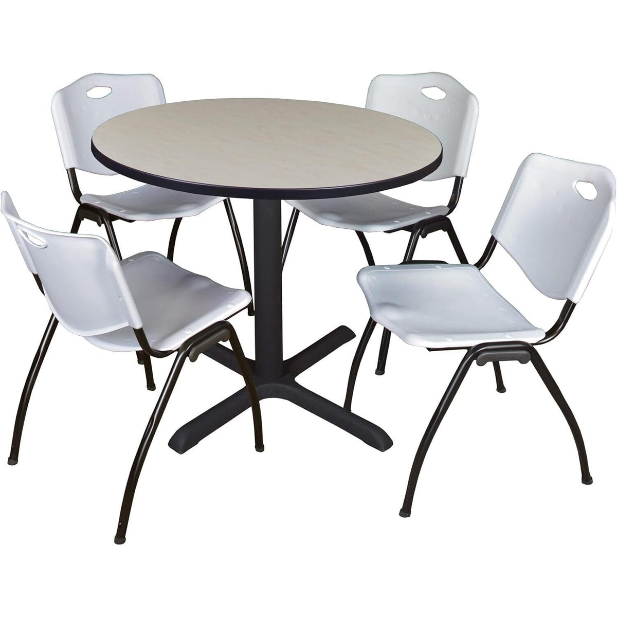 Round Breakroom Table Set with 4 Chairs Grey F829529