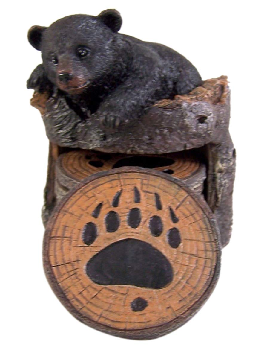 Black Bear Coaster Holder With 4 Coaster Set U78950