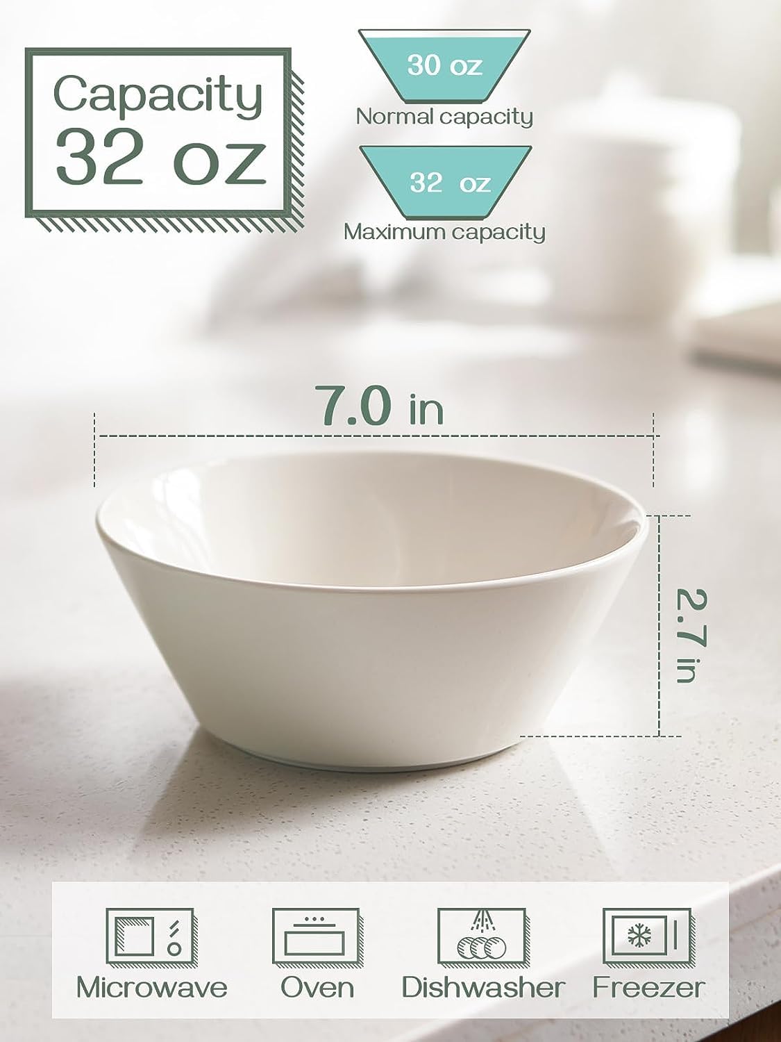 White Ceramic Soup Bowls Set of 4 M901