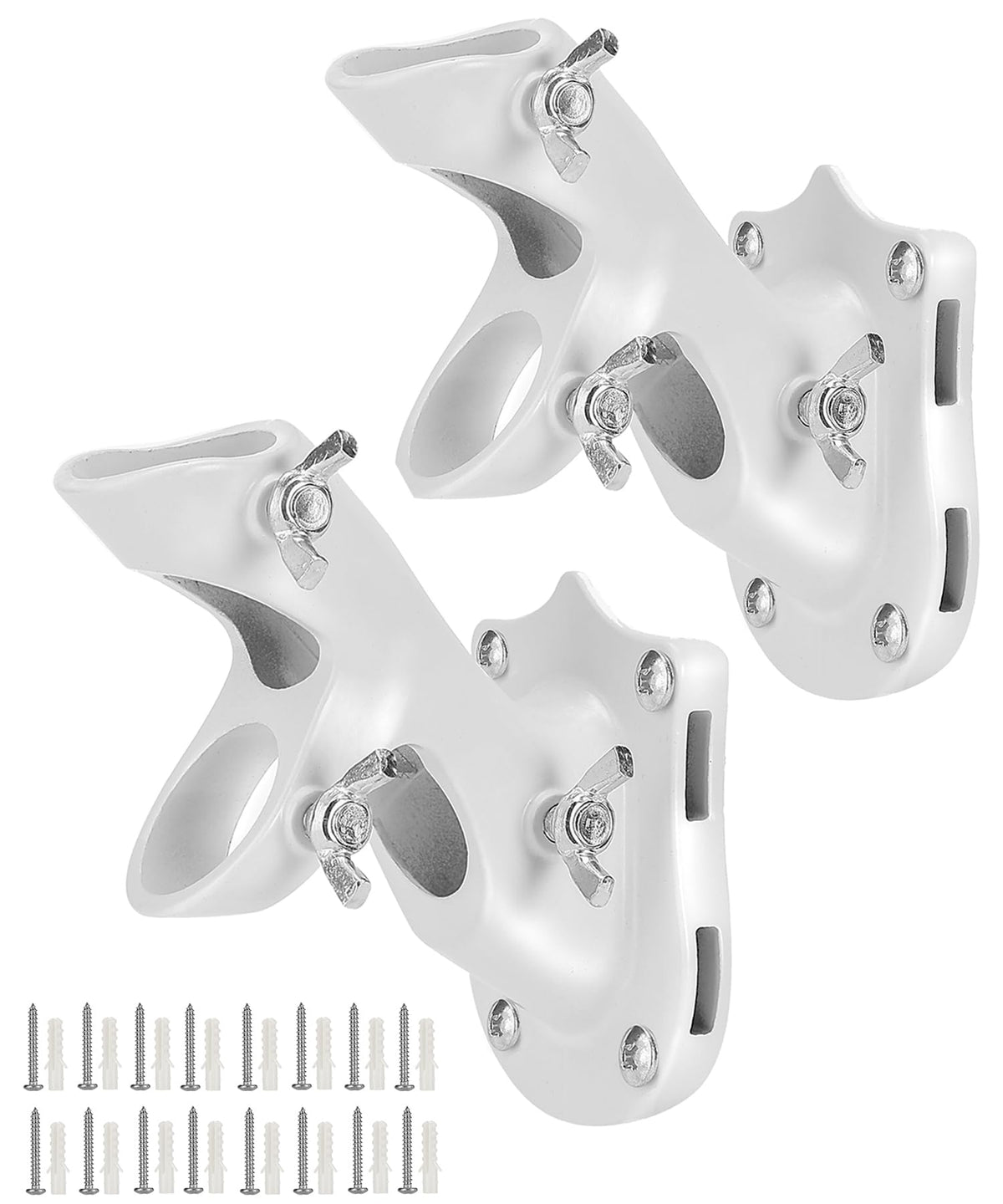 White Adjustable Flag Pole Holder 2 Pack Y3579