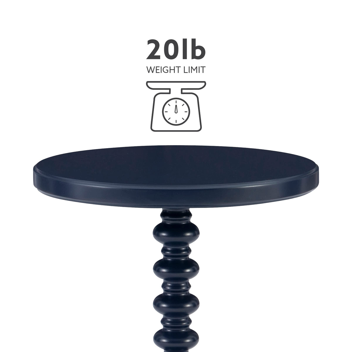 Round Navy Blue Pedestal Accent Table I615