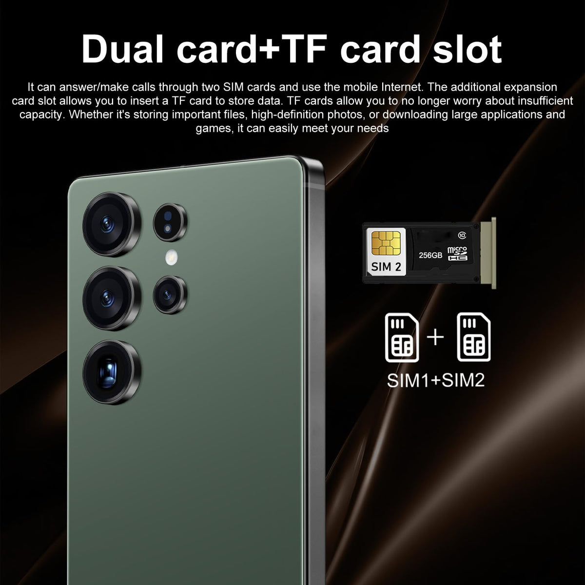 Unlocked 4G Smartphone 6.6" HD Display 4GB+32GB Dual SIM Android 12.0 Black B5244