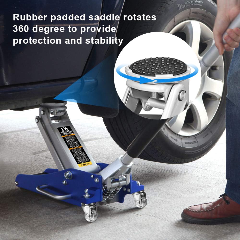 Blue 1.5 Ton Low Profile Aluminum Steel Racing Floor Jack S148058