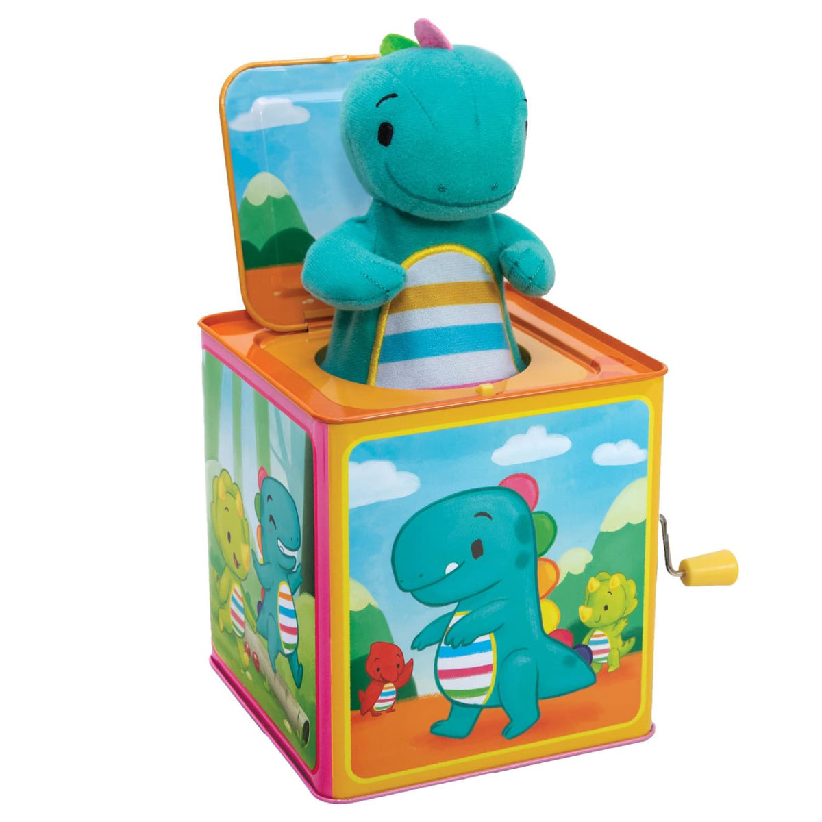 Baby Dino Jack in The Box Tin Musical Popping Toy G37131
