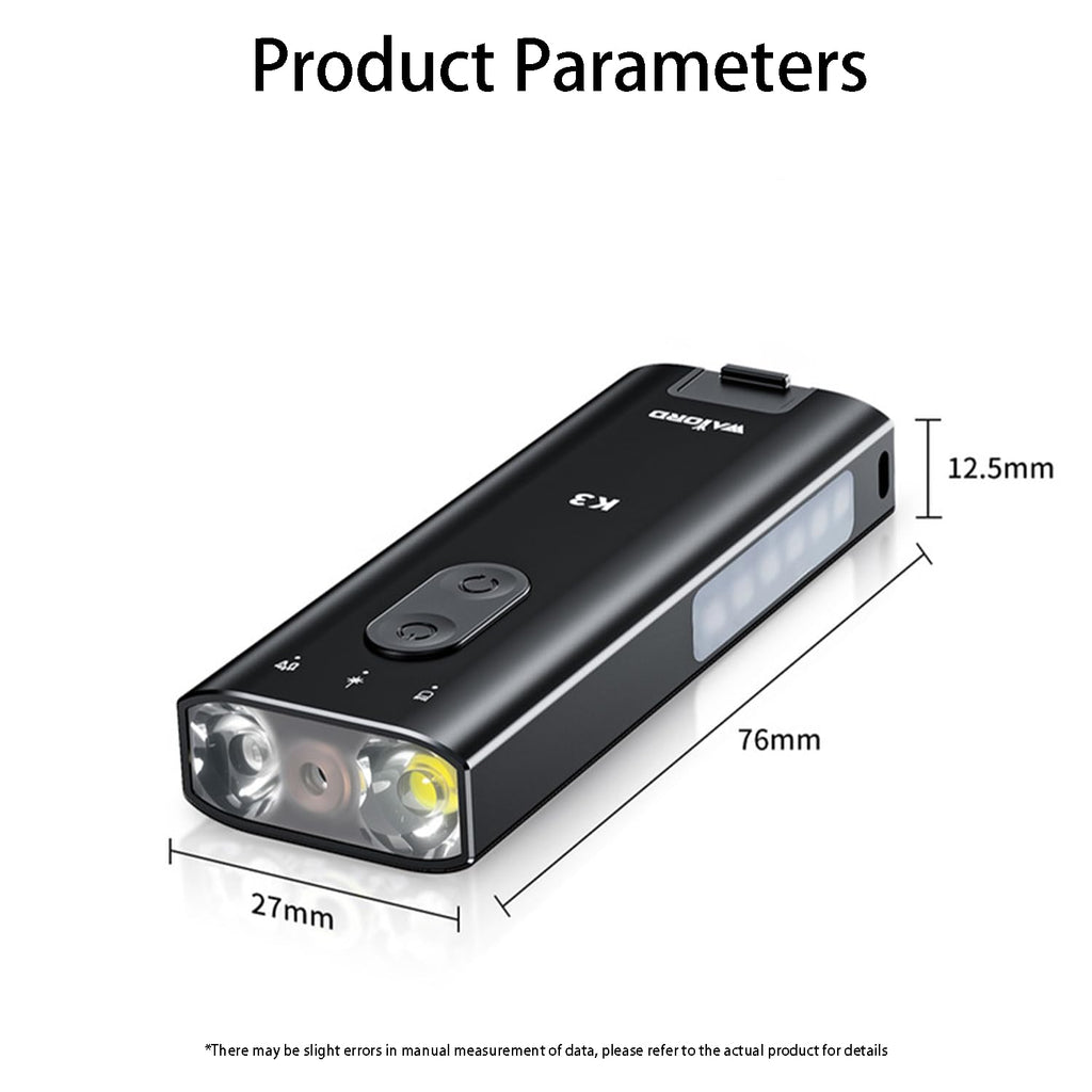 800 Lumens Rechargeable EDC Keychain Flashlight with UV & Red LED I14005