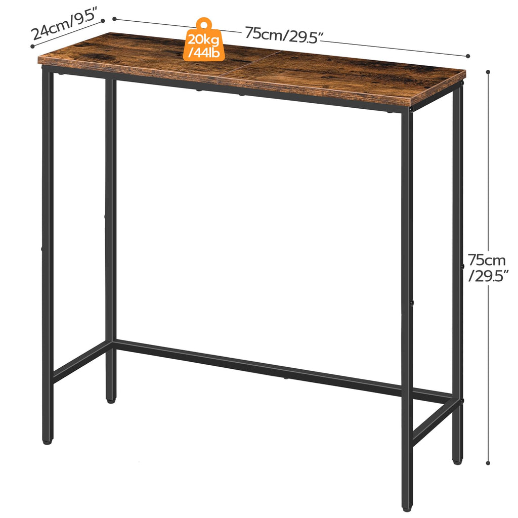 Narrow Console Table, Rustic Brown and Black I61233
