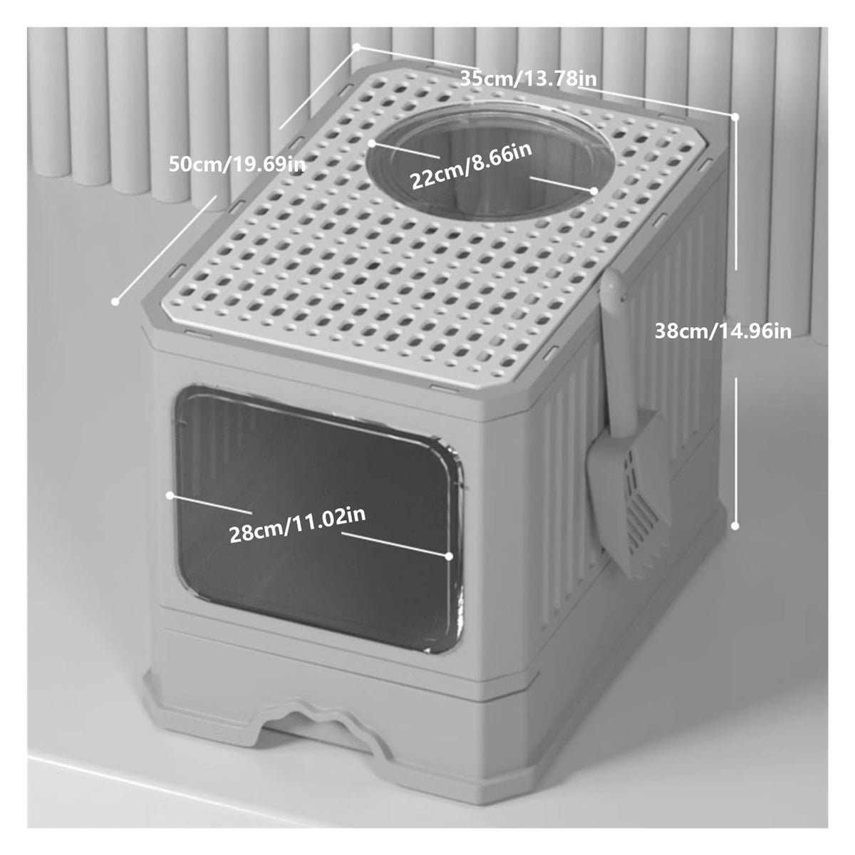 Foldable Cat Litter Box with Lid and Scoop Z7775