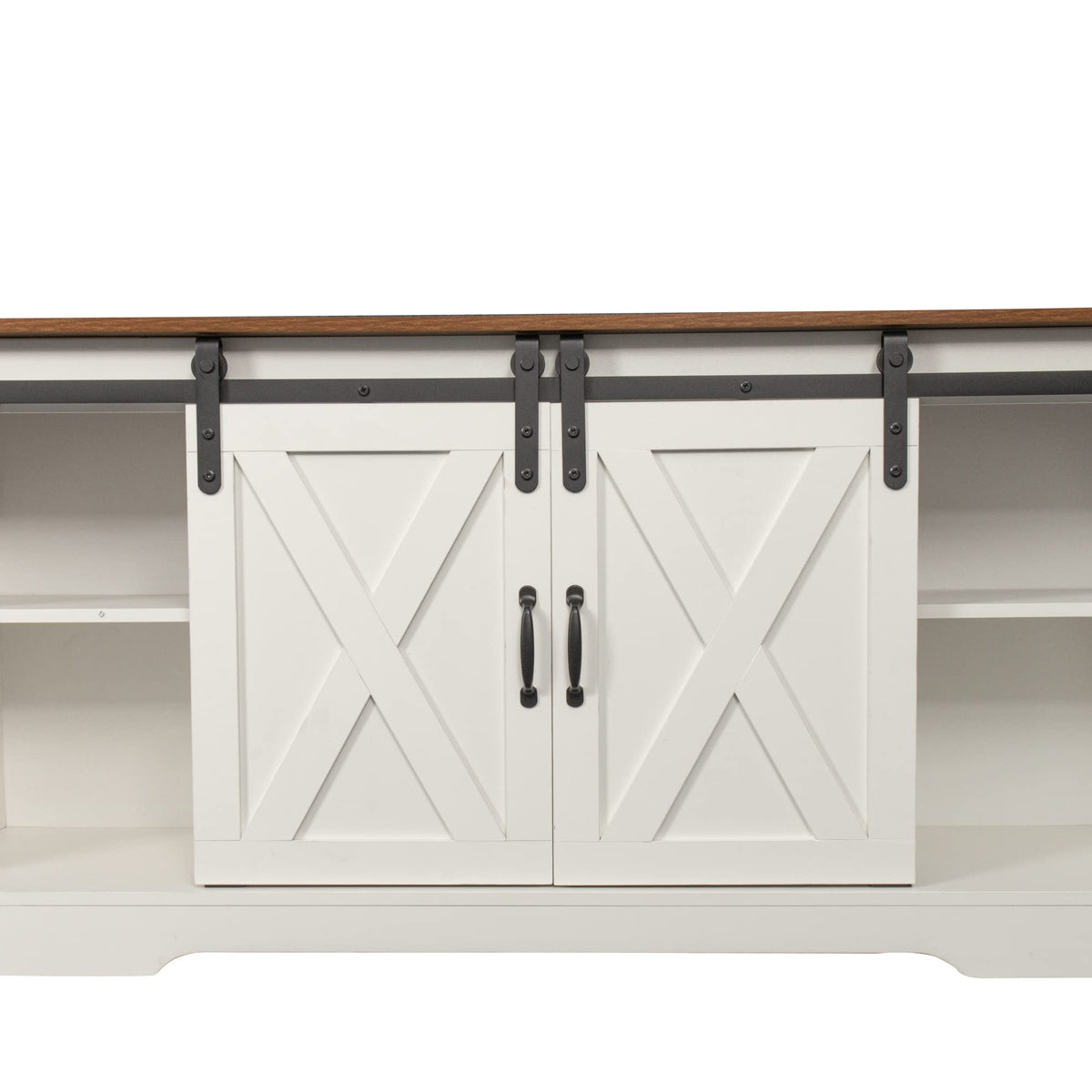 Sliding Barn Door Wood TV Stand with Adjustable Shelves T946