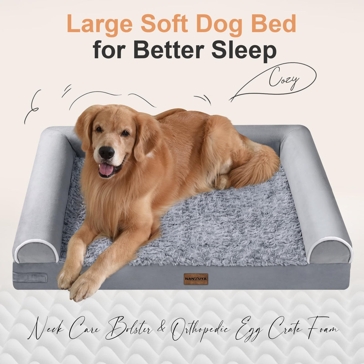 Light Grey 36 x 27 Inch Orthopedic Dog Bed I160