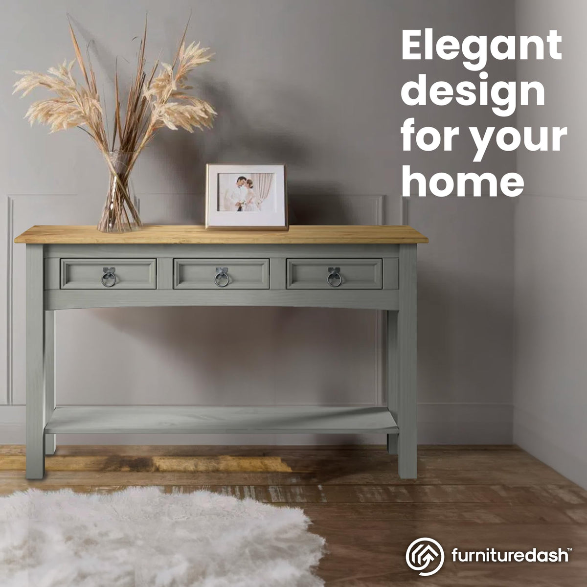 Solid Wood Console Table with 3 Drawers Q1273