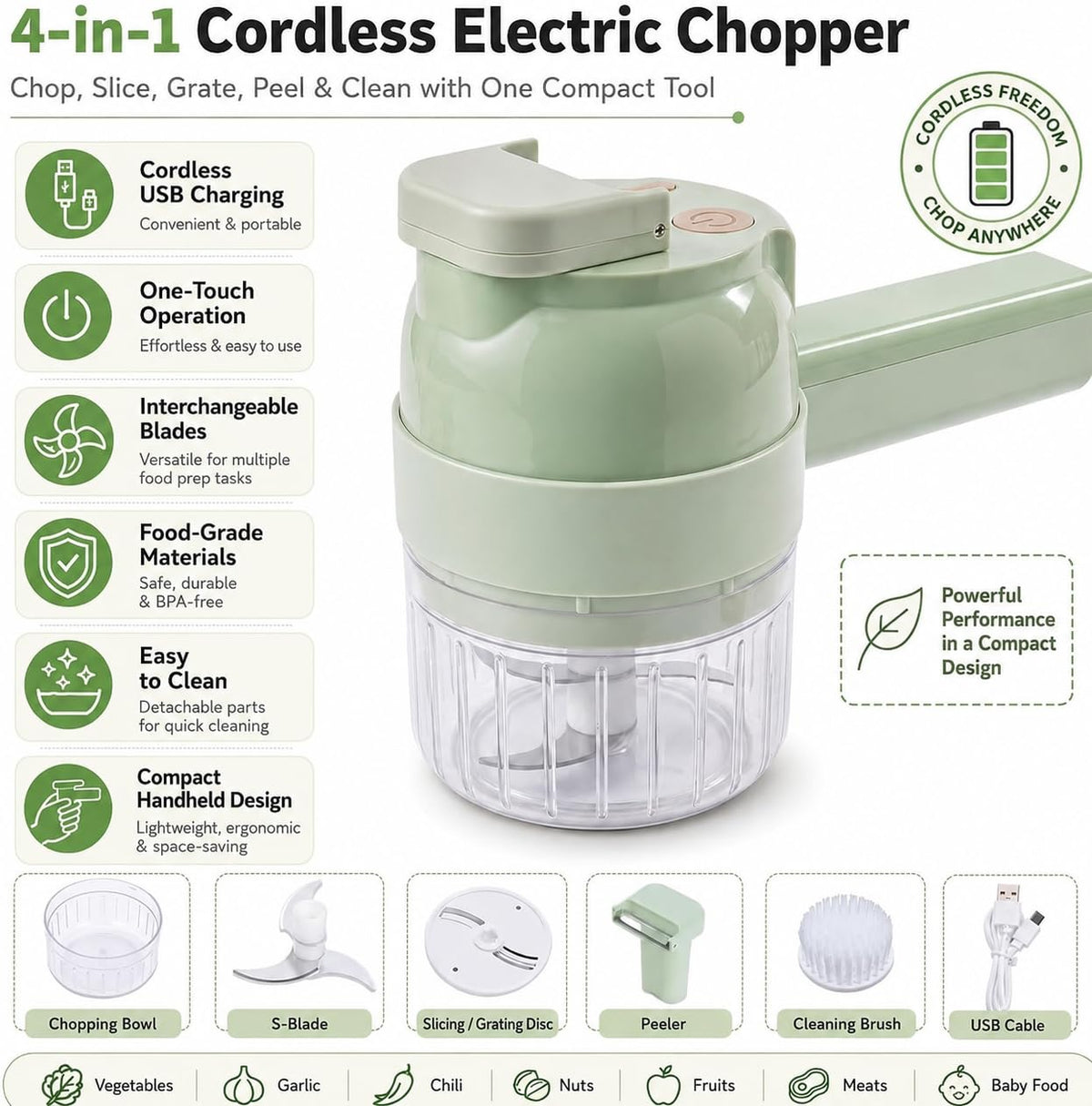 4 in 1 Handheld Electric Vegetable Chopper S944