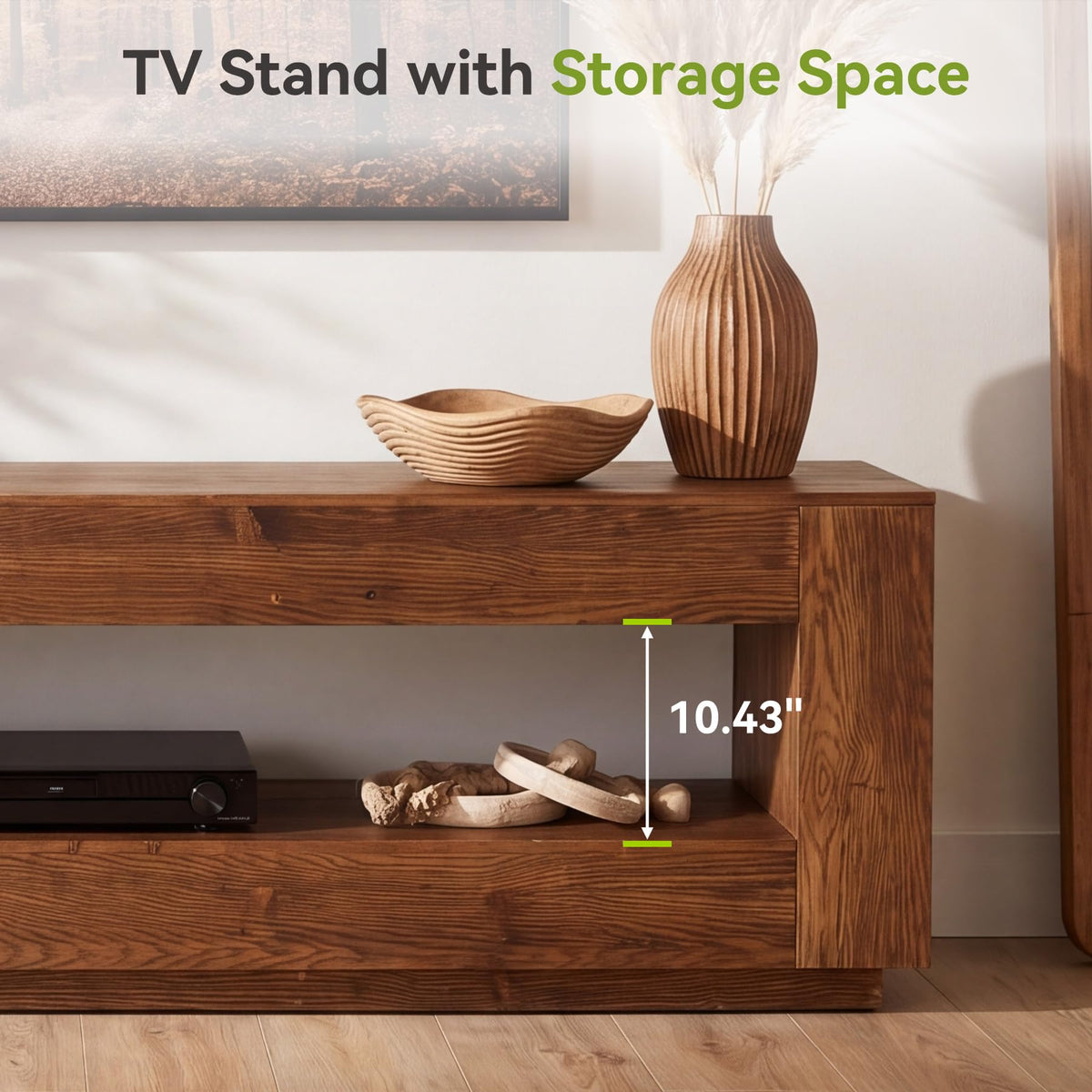 70.86-in Solid Wood 2-Tier TV Stand O563195