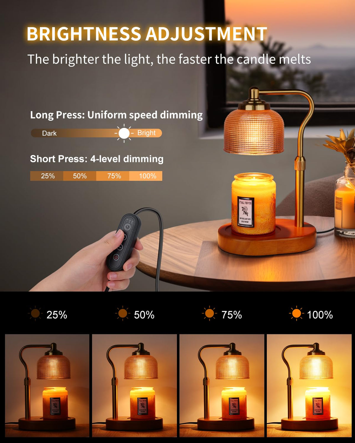 Electric Candle Warmer Lamp with Timer Dimmable Height Adjustable Z861