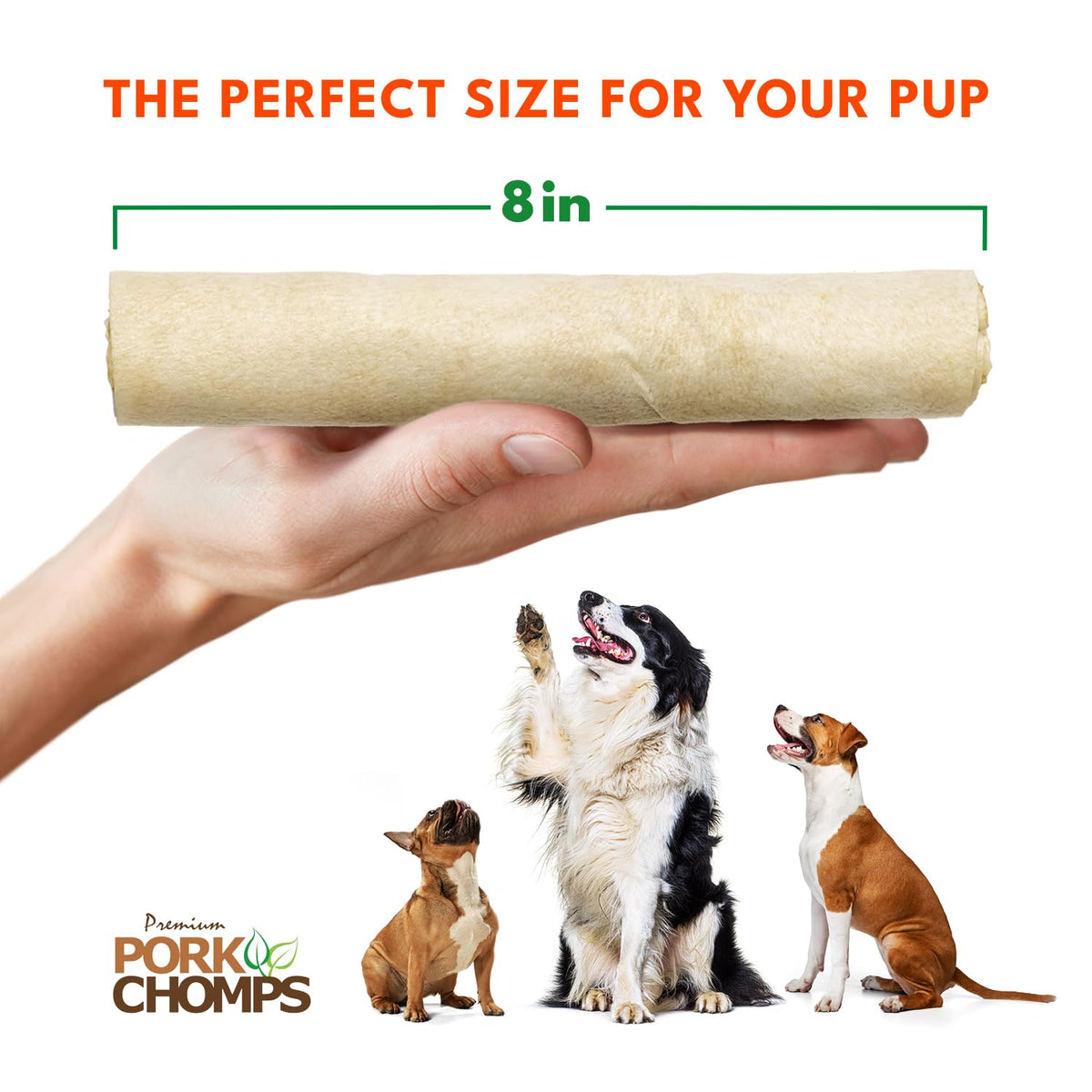 Pork Skin Dog Chews, 8in Rolls, 18ct D929304