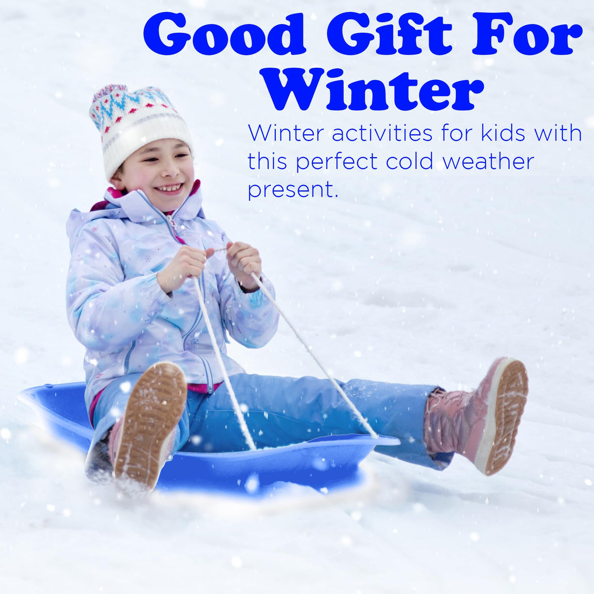 Kids Plastic Snow Sled with Pull Rope and Handles M484