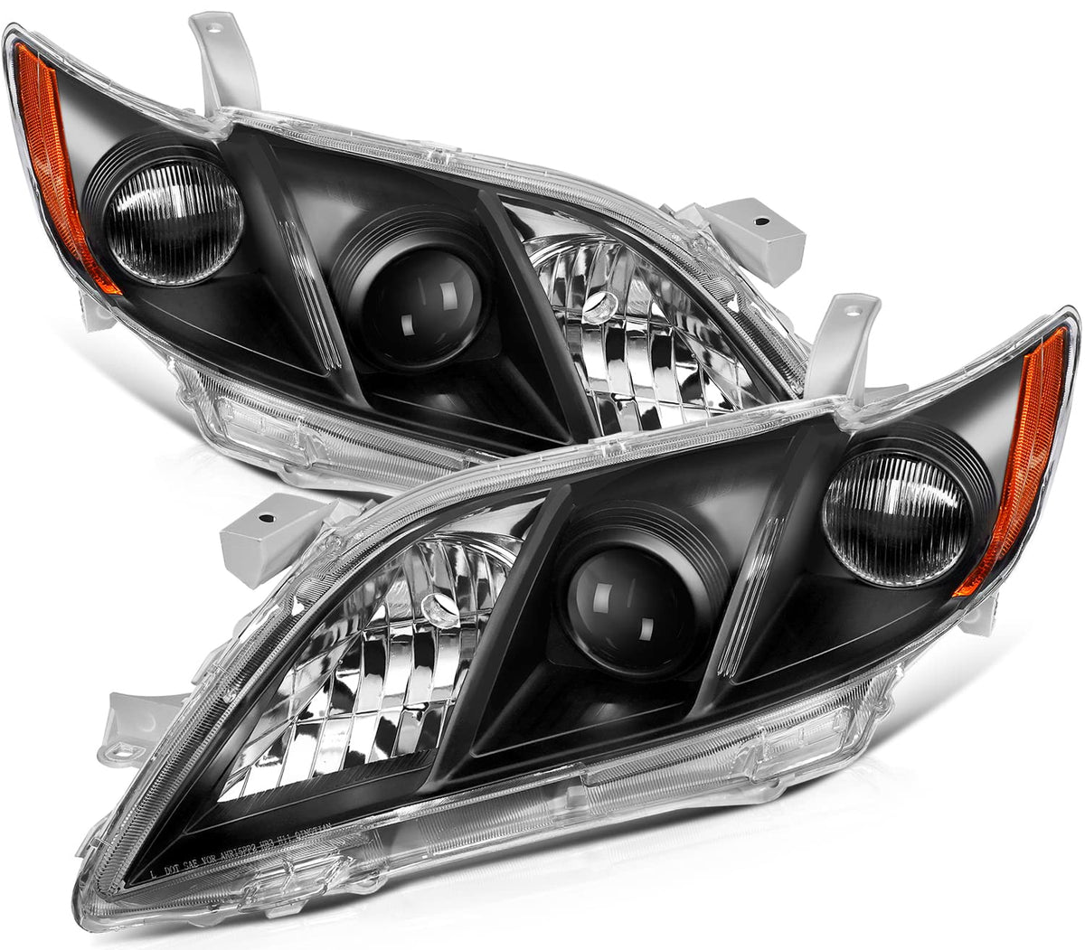 Black Housing Amber Reflector Clear Lens Headlight Assembly Pair L132585
