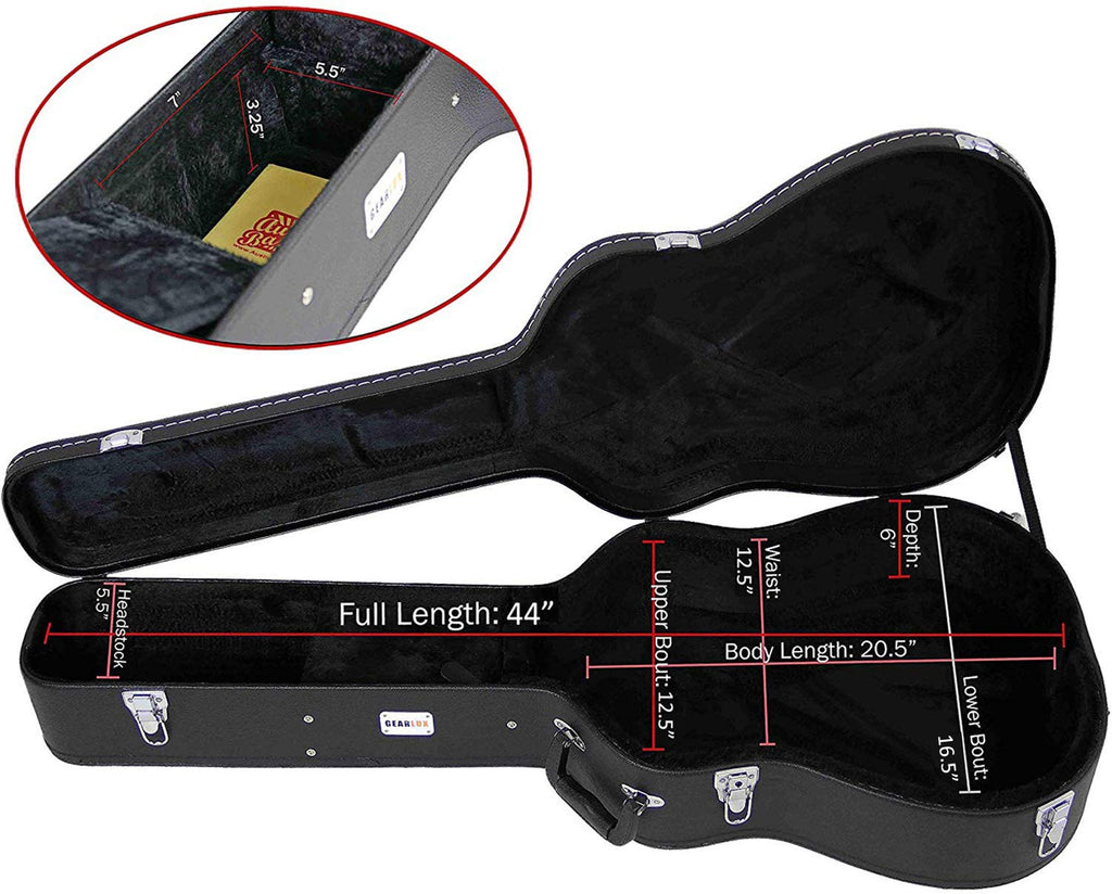Black Acoustic Guitar Hardshell Case with Accessory Compartment W89522