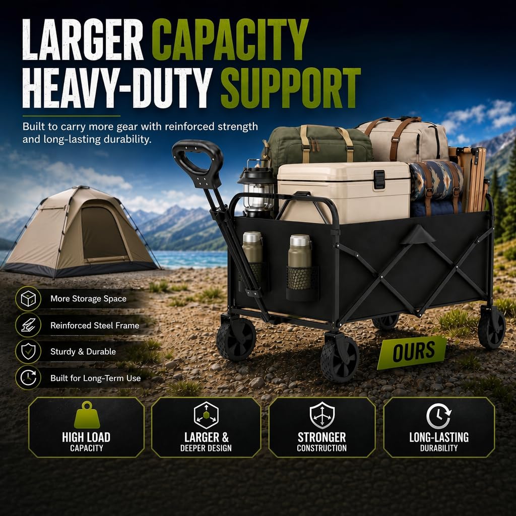 Foldable Wagon Cart with All Terrain Wheels V3266