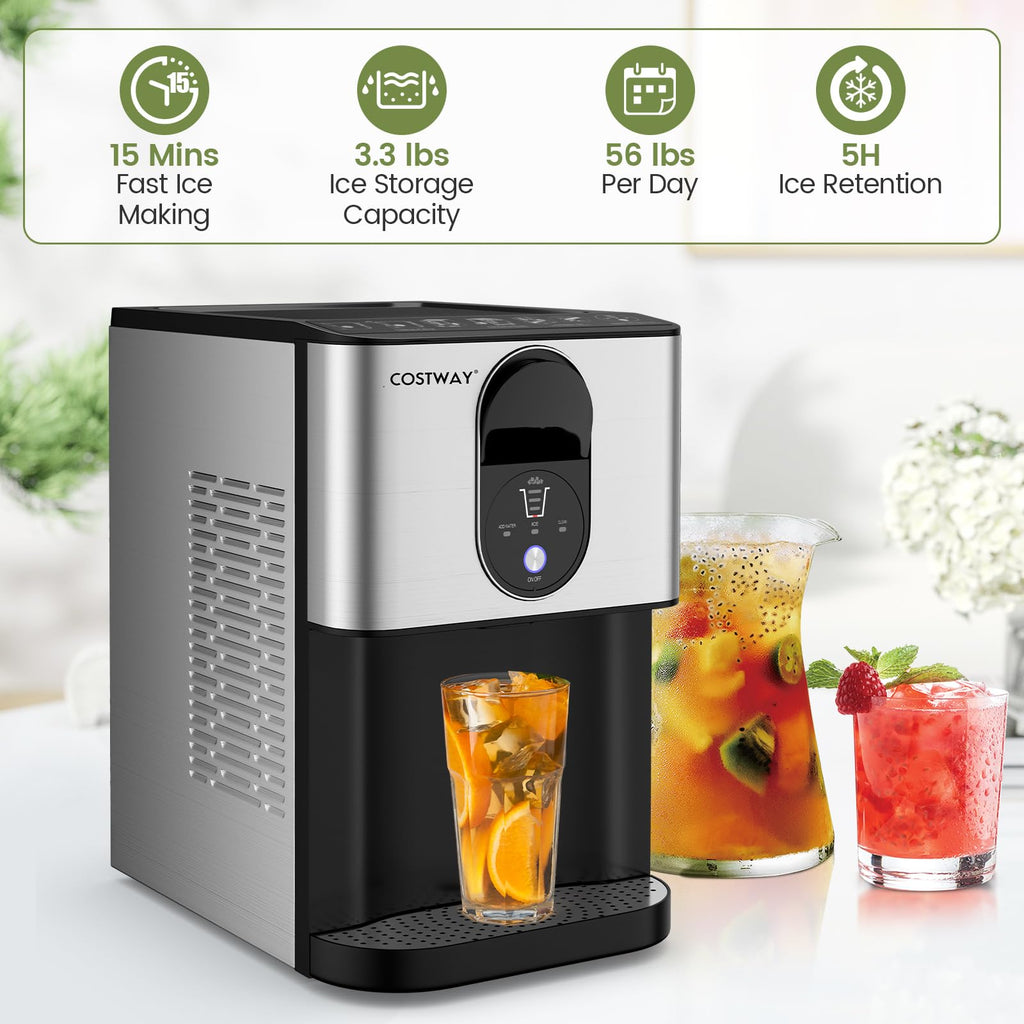 Self Dispensing Nugget Ice Maker Countertop 56Lbs/24H L256