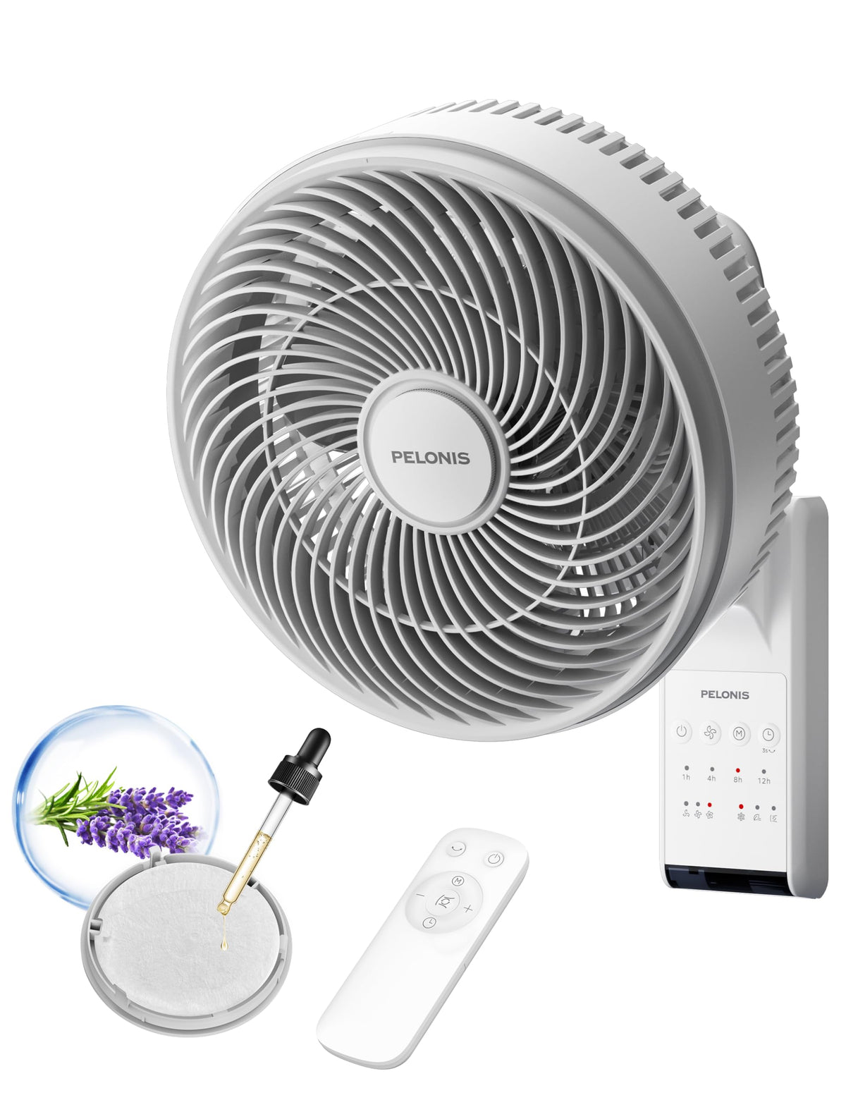 12 inch Indoor Oscillating Wall Mount Fan with Remote, White X96008