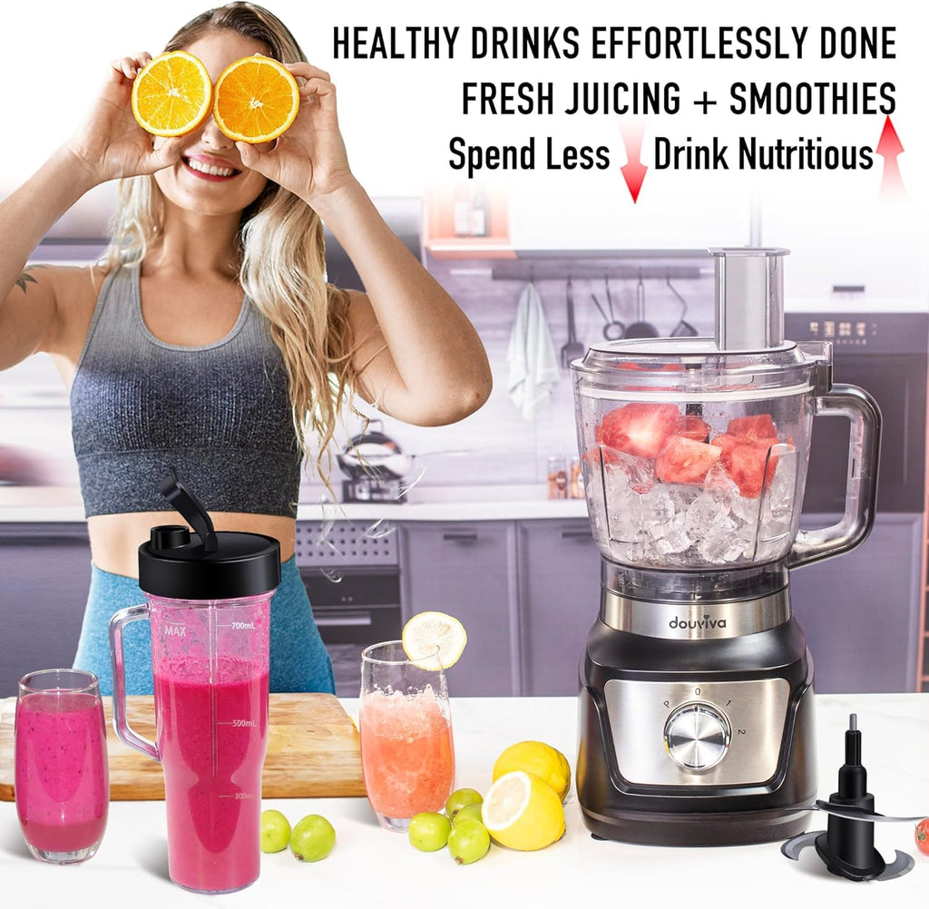 8-Cup Food Processor & Blender Combo, 1000W, Black F535