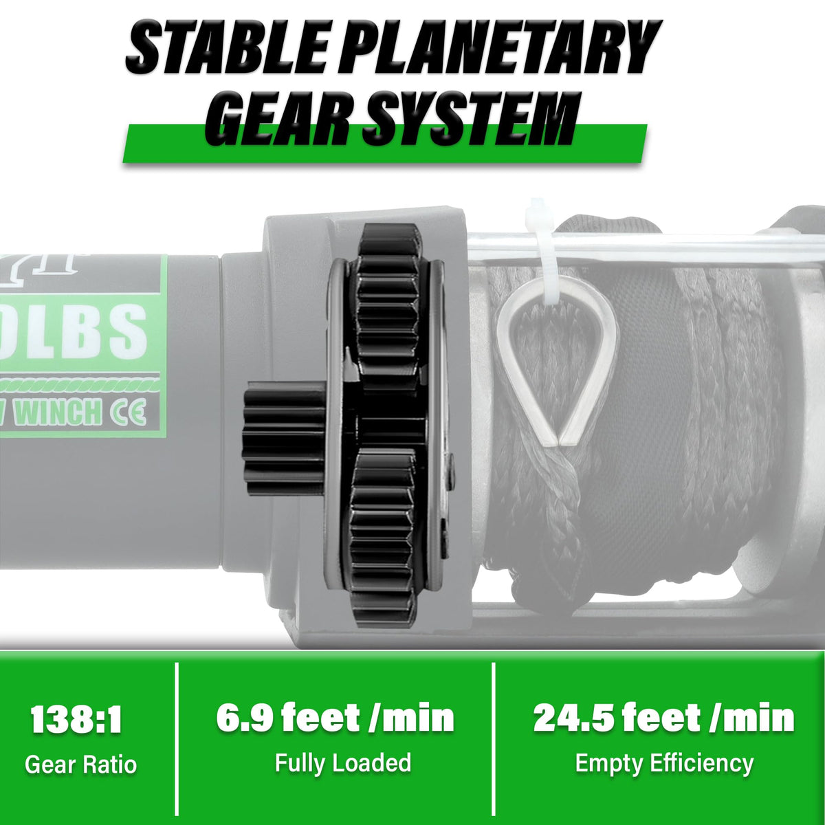 3000 lb 12V DC Electric Winch with Synthetic Rope C97818