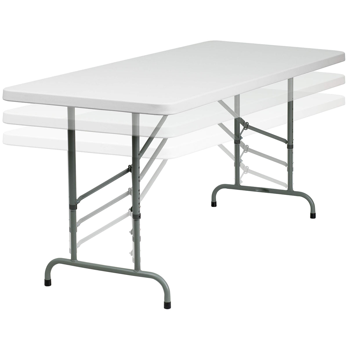 6-Foot Height Adjustable Granite White Plastic Folding Table B303599