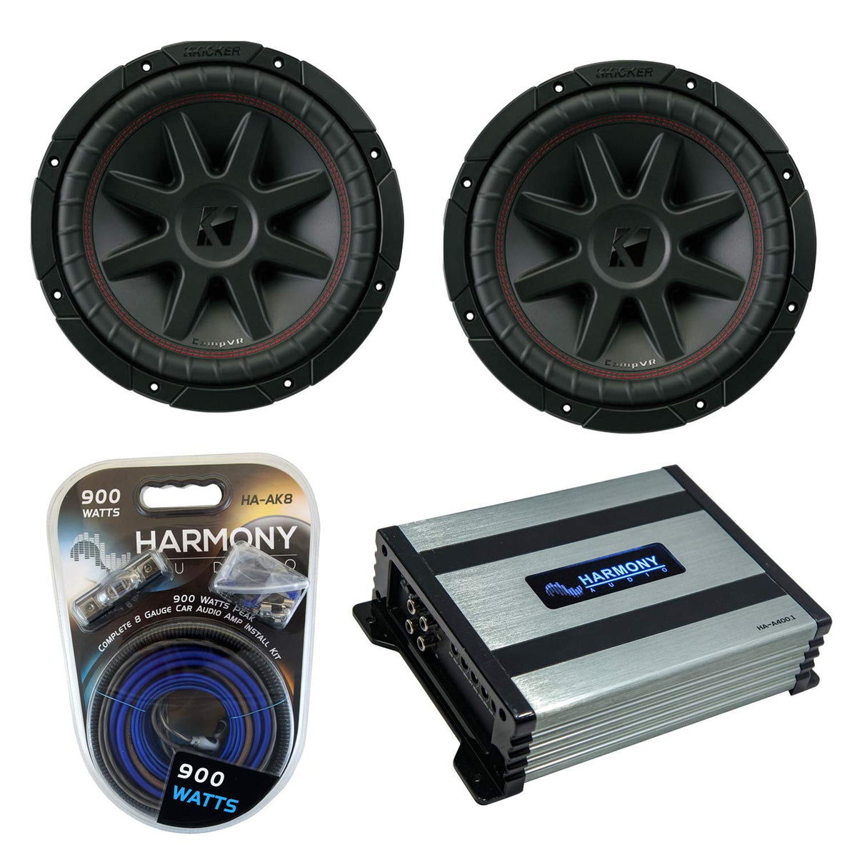 10" Subwoofer Pair with Amp Combo Wire Kit J75430