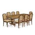 9 Piece Kitchen Table Set with 8 Beige Polyester Chairs T115