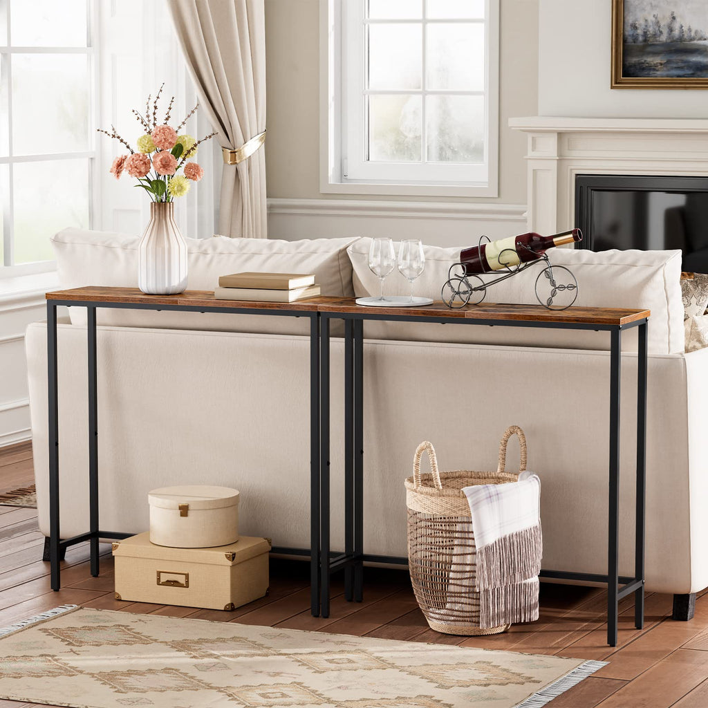 Narrow Console Table, Rustic Brown and Black I61233