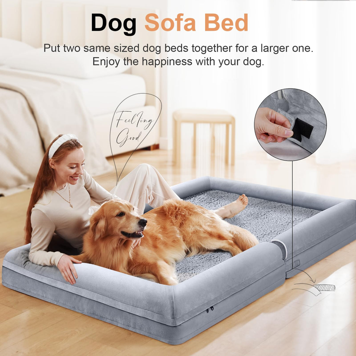 Light Grey 36 x 27 Inch Orthopedic Dog Bed I160