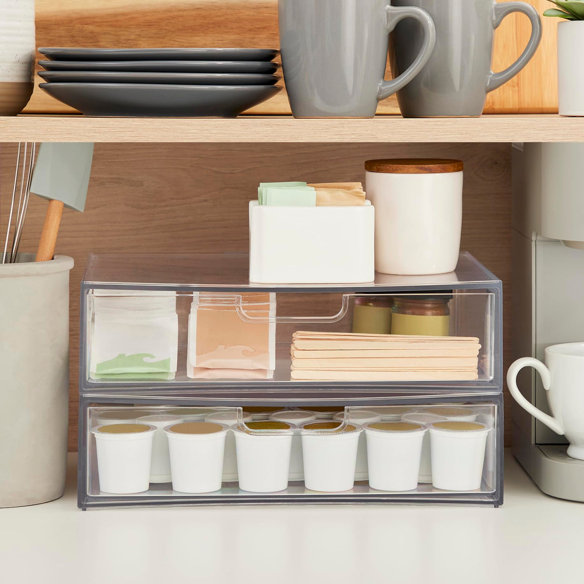 Clear Plastic Stackable Organizer Drawers Set of 2 Q270