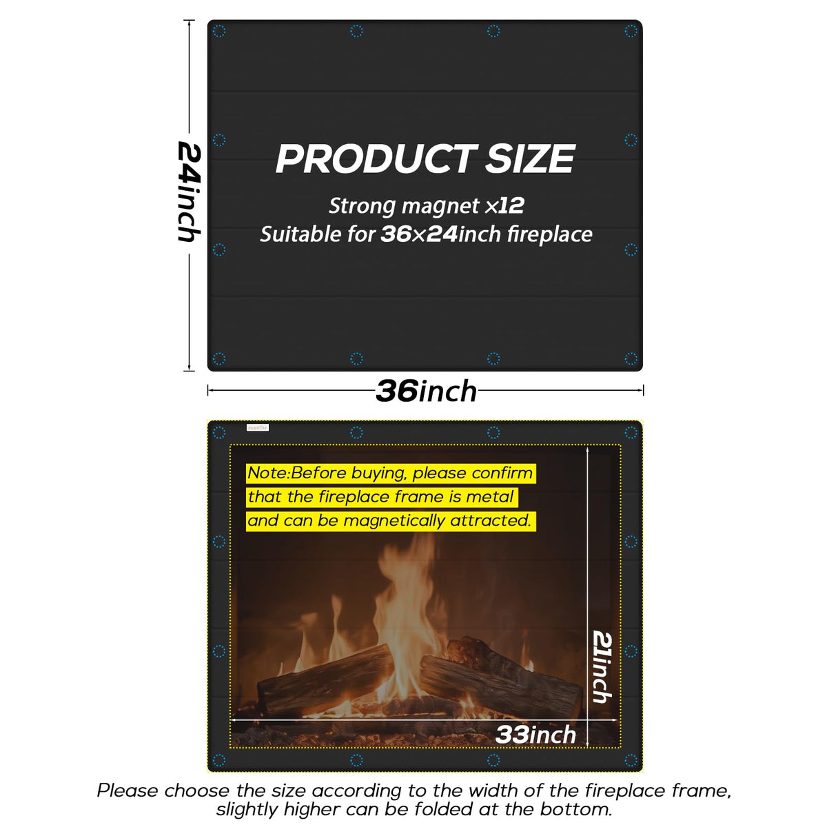 Magnetic Fireplace Cover 36x24 Inch Z31875