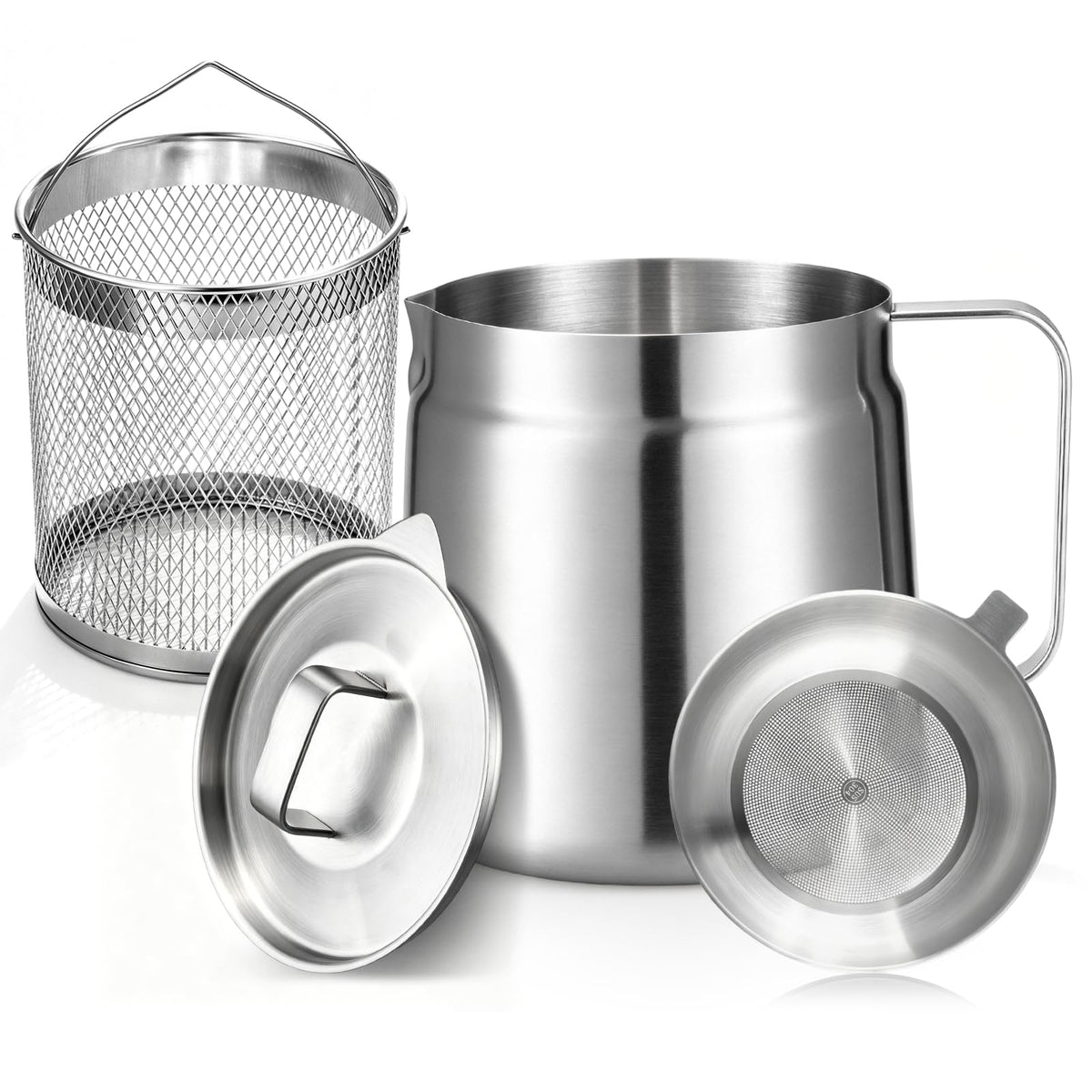 68oz Stainless Steel Deep Fryer Pot with Basket O2153