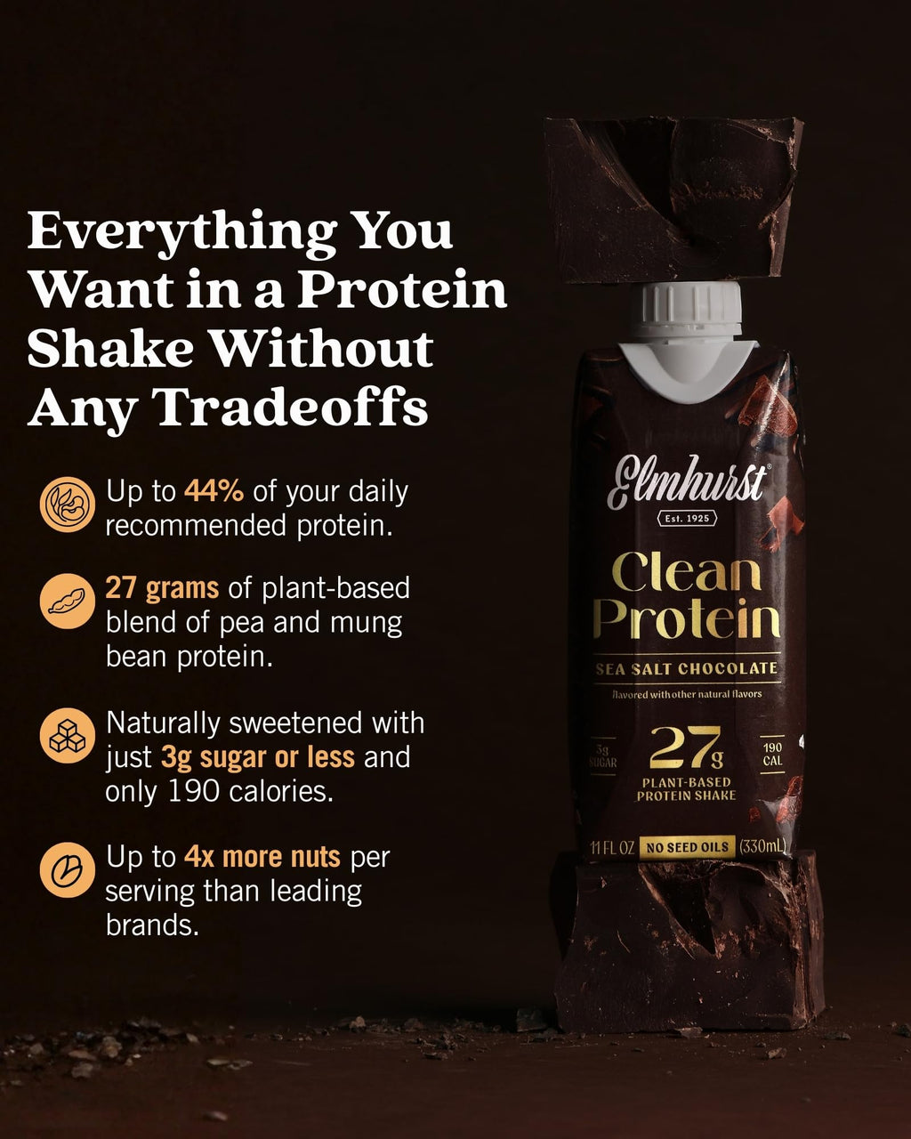 Sea Salt Chocolate Vegan Protein Shakes 11 Ounce 12-Pack Y58333