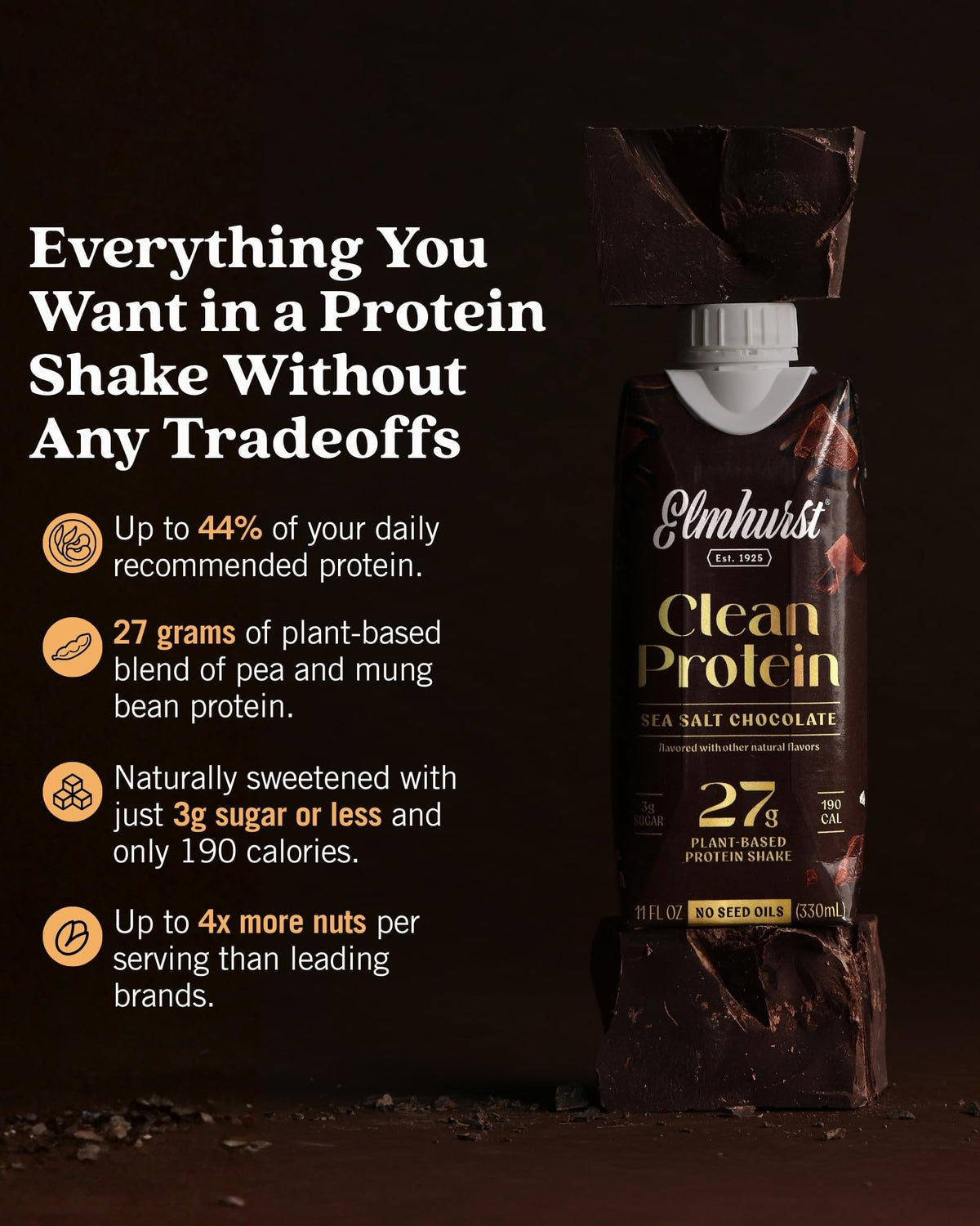 Sea Salt Chocolate Vegan Protein Shakes 11 Ounce 12-Pack Y58333