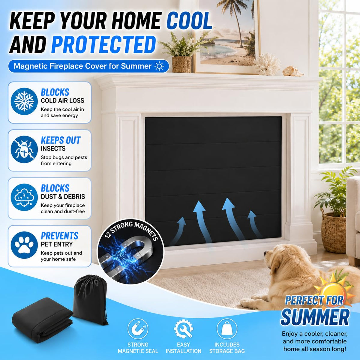 Magnetic Fireplace Cover 36x24 Inch Z31875